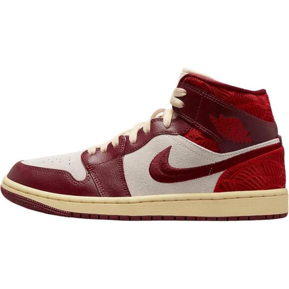 Jordan Womens Aj1 Mid Se Shoes Team Red/University Red-Sail Size 6 - Picture 6 of 6